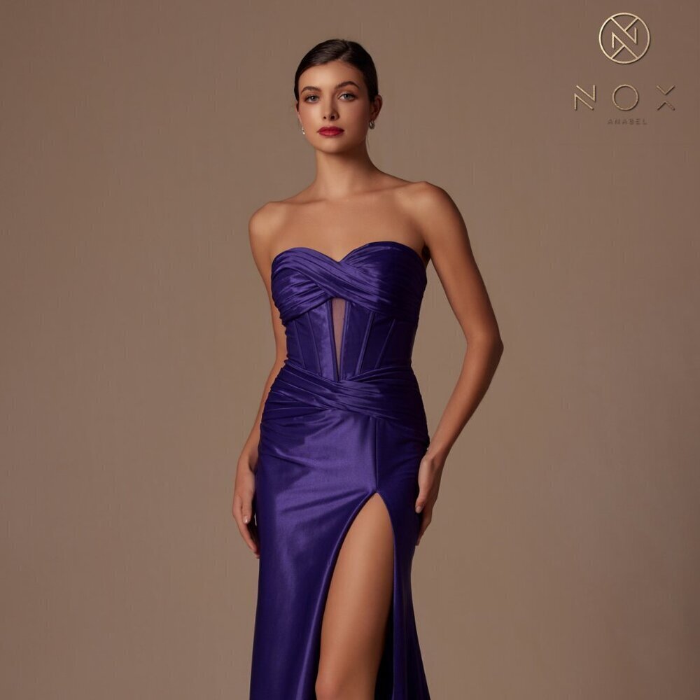 NEW FORMAL SLEEVELESS STRAPLESS PLEATED GOWN W/ TWISTED SWEETHEART NECK NX T1489